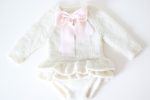 Knit Baby Alpaca Romper and Bonnet Set – Cream Sitter Prop - Image 5