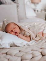 Handmade Baby Alpaca Newborn Romper – Light Brown Photo Prop - Image 4