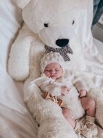 Knit Baby Alpaca Romper and Bonnet Set – Cream Photo Prop