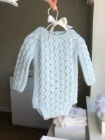 Crochet Baby Boy Romper Set – Pale Blue Merino Wool, Bonnet & Toy - Image 6