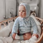 Crochet Baby Boy Romper Set – Pale Blue Merino Wool, Bonnet & Toy