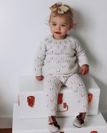 Hand Knitted Lambswool Baby Outfit – Sweater, Pants & Elephant Toy - Image 5