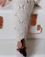 Hand Knitted Lambswool Baby Outfit – Sweater, Pants & Elephant Toy - Image 6