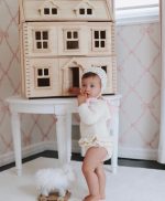 Baby Alpaca Knit Sitter Romper & Bonnet Set – Photo Prop - Image 3