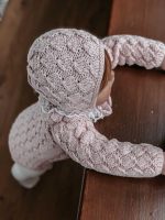 Hand Knitted Merino Baby Romper and Bonnet Set - Pale Pink (0-3 Months) - Image 9