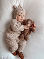 Merino Baby Knit Set – Beige Sweater, Pants & Elf Bonnet - Image 4