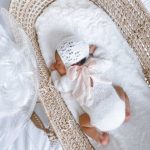 Baby Alpaca Knit Romper and Bonnet Set – Cream, Photo Prop