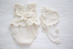 Merino Baby Romper and Bonnet Set – Cream & Pale Pink - Image 4