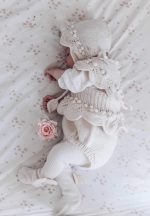 Merino Baby Romper and Bonnet Set – Cream & Pale Pink - Image 2