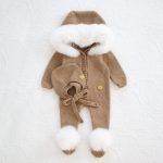 Merino Baby Romper Set – Fur Trim Hood & Bonnet