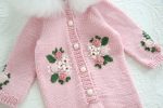 Merino Baby Romper – Pink Knit Footie, Genuine Fur Trim Hood - Image 6