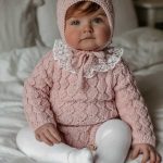 Hand Knit Baby Romper and Bonnet Set – Pale Pink Merino Wool
