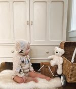 Hand Knitted Merino Baby Romper and Bonnet Set – Newborn Photo Prop - Image 7