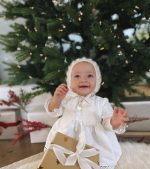 Hand-Knitted Royal Baby Alpaca Bonnet - Cream Sitter Photo Prop - Image 3