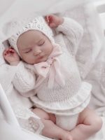 Baby Alpaca Knit Sitter Romper & Bonnet Set – Photo Prop