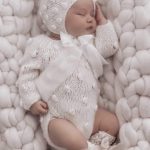 Knit Baby Alpaca Romper and Bonnet Set – Cream Photo Prop
