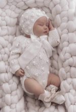 Knit Baby Alpaca Romper and Bonnet Set – Cream Photo Prop