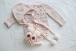 Merino Wool Baby Romper Set – Pink Popcorn Knit Outfit - Image 5