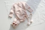 Merino Wool Baby Romper Set – Pink Popcorn Knit Outfit - Image 6