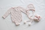 Merino Wool Baby Romper Set – Pink Popcorn Knit Outfit - Image 9