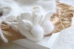 Baby bunny booties made from angora with genuine fur pom poms - Photography props