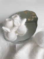 Baby bunny booties made from angora with genuine fur pom poms - Photography props - Image 8