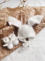 Baby bunny bonnet and booties - Set of 2 - Photography props baby