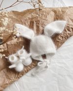 Baby bunny bonnet and booties - Set of 2 - Photography props baby - Image 4