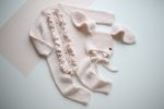 Pale Pink Baby Romper and Bunny Bonnet Set – Merino Mohair Blend - Image 6