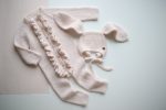 Pale Pink Baby Romper and Bunny Bonnet Set – Merino Mohair Blend - Image 3
