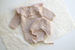 Hand Knit Merino Baby Romper and Bonnet Set – Photo Prop - Image 7