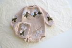 Hand Knitted Merino Baby Romper & Bonnet Set – Photo Prop Outfit - Image 3