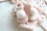 Merino Wool Baby Romper Set – Pink Popcorn Knit Outfit - Image 4