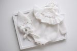 Embroidered Angora Ruffle Romper and Bonnet – Baby Photo Props