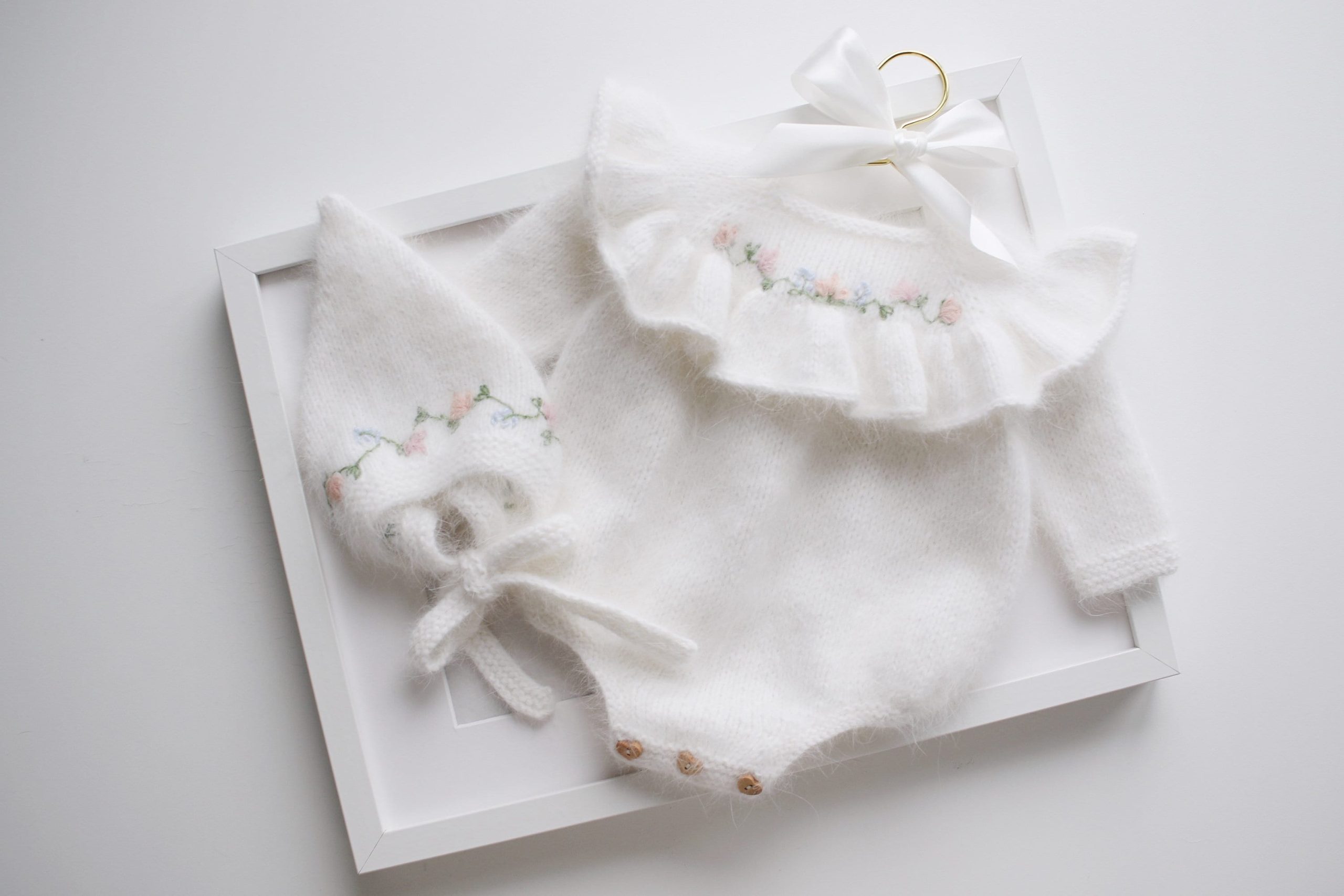il_fullxfull.3741250300_bxrd Embroidered Angora Ruffle Romper and Bonnet – Baby Photo Props - Image 1