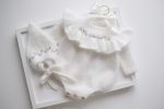 Embroidered Angora Ruffle Romper and Bonnet – Baby Photo Props - Image 5