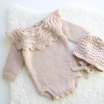 2T Merino Knit Baby Romper and Bonnet Set – Beige Photo Prop