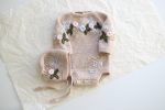 Hand Knitted Merino Baby Romper and Bonnet Set – Floral Photo Prop - Image 5