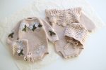 Hand Knitted Merino Baby Romper and Bonnet Set – Floral Photo Prop - Image 8