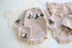 Hand Knitted Merino Baby Romper & Bonnet Set – Photo Prop Outfit - Image 7