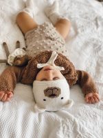 Cream Merino Baby Bear Bonnet and Socks Set - Image 2