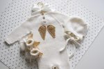 Merino Knit Baby Angel Outfit – Romper, Bonnet & Booties