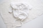 Embroidered Angora Ruffle Romper and Bonnet – Baby Photo Props - Image 4