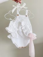 Cotton Baby Romper Set – Popcorn Knit Outfit with Bonnet & Booties - Image 9