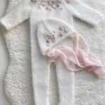 Angora Baby Romper and Bonnet Set – Floral Photo Prop