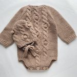 Hand Knitted Merino Baby Romper and Bonnet Set – Brown