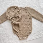 Hand Knitted Merino Baby Romper and Bonnet Set – Brown Photo Prop