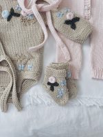 Hand Knitted Merino Baby Romper & Bonnet Set – Photo Prop Outfit - Image 6