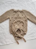 Hand Knitted Merino Baby Romper and Bonnet Set – Brown Photo Prop - Image 7