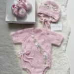 Angora Baby Romper Set – Pink Newborn Outfit, Bonnet & Booties
